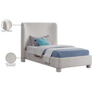  Meridian Penny Cream Linen Textured Fabric Upholstered Twin Bed IMAGE 8