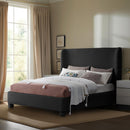 Meridian Penny Black Boucle Fabric Upholstered Queen Bed IMAGE 2