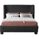  Meridian Penny Black Boucle Fabric Upholstered Queen Bed IMAGE 3