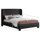  Meridian Penny Black Boucle Fabric Upholstered Queen Bed IMAGE 7