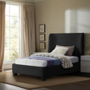  Meridian Penny Black Boucle Fabric Upholstered Twin Bed IMAGE 2