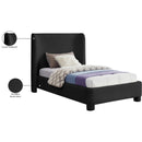  Meridian Penny Black Boucle Fabric Upholstered Twin Bed IMAGE 8