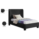 Meridian Penny Black Boucle Fabric Twin Bed IMAGE 8