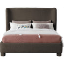  Meridian Penny Brown Boucle Fabric Upholstered King Bed IMAGE 3