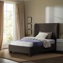  Meridian Penny Brown Boucle Fabric Upholstered Twin Bed IMAGE 2