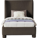  Meridian Penny Brown Boucle Fabric Upholstered Twin Bed IMAGE 3