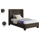  Meridian Penny Brown Boucle Fabric Upholstered Twin Bed IMAGE 8