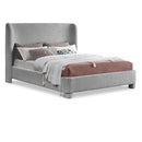  Meridian Penny Grey Boucle Fabric Upholstered Full Bed IMAGE 1