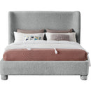  Meridian Penny Grey Boucle Fabric Upholstered Full Bed IMAGE 3