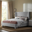  Meridian Penny Grey Boucle Fabric Upholstered King Bed IMAGE 2