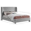  Meridian Penny Grey Boucle Fabric Upholstered King Bed IMAGE 7