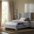  Meridian Penny Grey Boucle Fabric Upholstered Twin Bed IMAGE 2