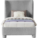  Meridian Penny Grey Boucle Fabric Upholstered Twin Bed IMAGE 3