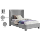  Meridian Penny Grey Boucle Fabric Upholstered Twin Bed IMAGE 8