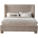  Meridian Penny Beige Chenille Fabric Upholstered King Bed IMAGE 3