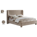  Meridian Penny Beige Chenille Fabric Upholstered Queen Bed IMAGE 11
