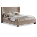 Meridian Penny Beige Chenille Fabric Queen Bed IMAGE 1