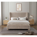  Meridian Penny Beige Chenille Fabric Upholstered Queen Bed IMAGE 4