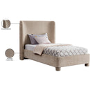  Meridian Penny Beige Chenille Fabric Upholstered Twin Bed IMAGE 11