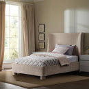  Meridian Penny Beige Chenille Fabric Upholstered Twin Bed IMAGE 2