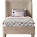  Meridian Penny Beige Chenille Fabric Upholstered Twin Bed IMAGE 3
