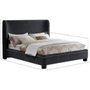 Meridian Penny Black Chenille Fabric Upholstered Full Bed IMAGE 10