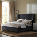 Meridian Penny Black Chenille Fabric Full Bed IMAGE 2