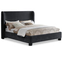  Meridian Penny Black Chenille Fabric Upholstered King Bed IMAGE 1