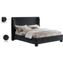  Meridian Penny Black Chenille Fabric Upholstered Queen Bed IMAGE 11