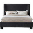  Meridian Penny Black Chenille Fabric Upholstered Queen Bed IMAGE 3