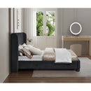  Meridian Penny Black Chenille Fabric Upholstered Queen Bed IMAGE 6