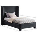  Meridian Penny Black Chenille Fabric Upholstered Twin Bed IMAGE 10