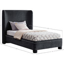 Meridian Penny Black Chenille Fabric Twin Bed IMAGE 10