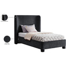  Meridian Penny Black Chenille Fabric Upholstered Twin Bed IMAGE 11
