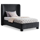  Meridian Penny Black Chenille Fabric Upholstered Twin Bed IMAGE 1