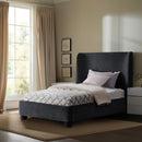  Meridian Penny Black Chenille Fabric Upholstered Twin Bed IMAGE 2
