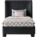  Meridian Penny Black Chenille Fabric Upholstered Twin Bed IMAGE 3
