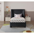  Meridian Penny Black Chenille Fabric Upholstered Twin Bed IMAGE 4
