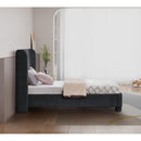  Meridian Penny Black Chenille Fabric Upholstered Twin Bed IMAGE 6