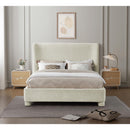  Meridian Penny Cream Chenille Fabric Upholstered Full Bed IMAGE 4
