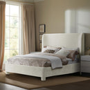  Meridian Penny Cream Chenille Fabric Upholstered King Bed IMAGE 2