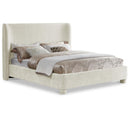 Meridian Penny Cream Chenille Fabric Queen Bed IMAGE 1