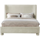  Meridian Penny Cream Chenille Fabric Upholstered Queen Bed IMAGE 3