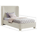  Meridian Penny Cream Chenille Fabric Upholstered Twin Bed IMAGE 10