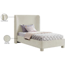  Meridian Penny Cream Chenille Fabric Upholstered Twin Bed IMAGE 11