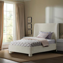  Meridian Penny Cream Chenille Fabric Upholstered Twin Bed IMAGE 2