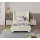  Meridian Penny Cream Chenille Fabric Upholstered Twin Bed IMAGE 4