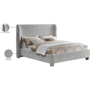  Meridian Penny Grey Chenille Fabric Upholstered Queen Bed IMAGE 11
