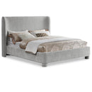  Meridian Penny Grey Chenille Fabric Upholstered Queen Bed IMAGE 1