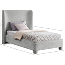  Meridian Penny Grey Chenille Fabric Upholstered Twin Bed IMAGE 10